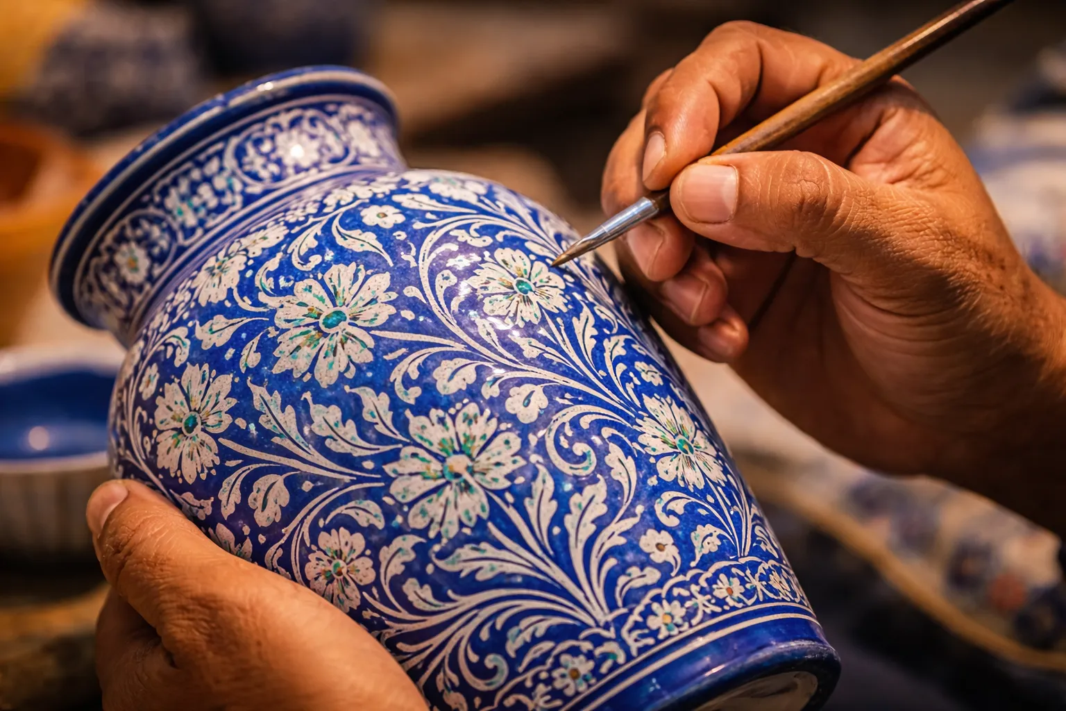 Khurja Pottery Artisan Hand Painting